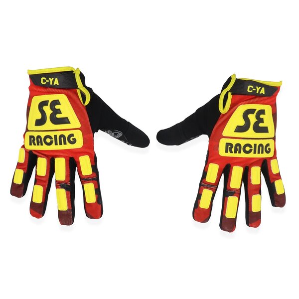SE Racing SE Racing Retro BMX Gloves - RED CAMO/YELLOW/BLACK