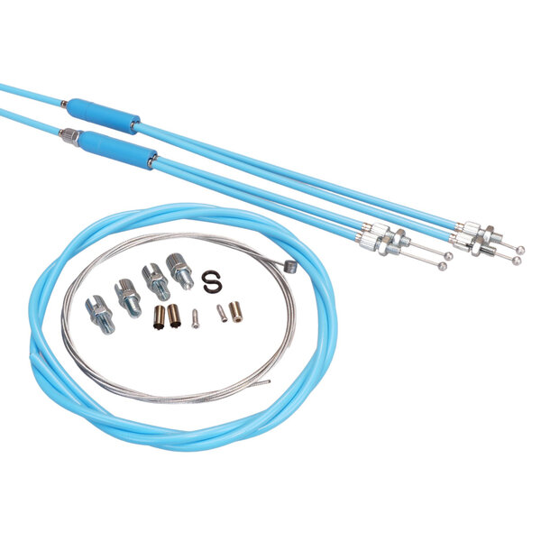 Porkchop BMX Upper & lower gyro cables w/ front cable for old school BMX - LIGHT BLUE