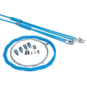 Porkchop BMX Upper & lower gyro cables w/ front cable for old school BMX - MEDIUM BLUE