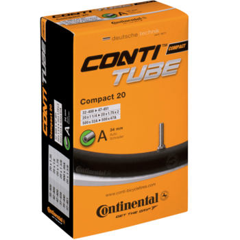 Bicycle Inner Tube - 20" x 1-1/4" - 1-1/2" (20" x 1.75") - ISO: 406 - Schrader Valve: 34mm - Continental - BMX