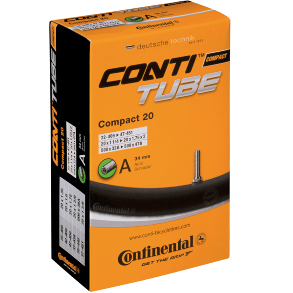 Bicycle Inner Tube - 20" x 1-1/4" - 1-1/2" (20" x 1.75") - ISO: 406 - Schrader Valve: 34mm - Continental - BMX