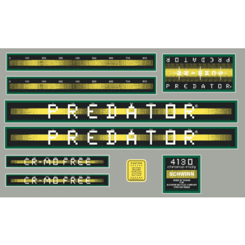 Schwinn 1983 Schwinn Predator CR MO FREE "Atari" decal set - GREEN/YELLOW