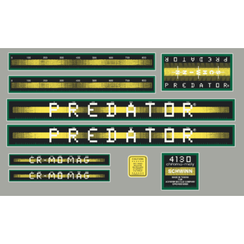Schwinn 1983 Schwinn Predator CR MO MAG "Atari" decal set - GREEN/YELLOW