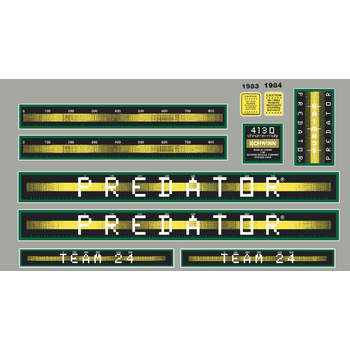 Schwinn 1983-84 Schwinn Predator TEAM 24 "Atari" decal set - GREEN/YELLOW