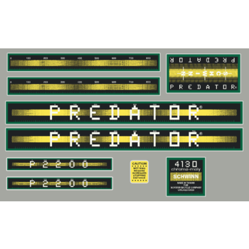 Schwinn 1984 Schwinn Predator P2200 "Atari" decal set - GREEN/YELLOW