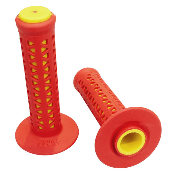 A'ME AME old school BMX Unitron bicycle grips - RED over YELLOW