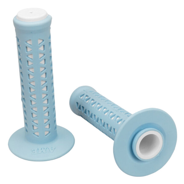 A'ME AME old school BMX Unitron bicycle grips - BABY BLUE over WHITE