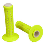 A'ME AME old school BMX Unitron bicycle grips - FLUORESCENT YELLOW over WHITE