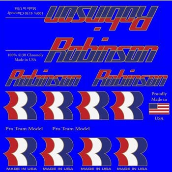 Robinson Robinson BMX decal set 1987-1989 - CLEAR with GOLD outline (for painted frames)