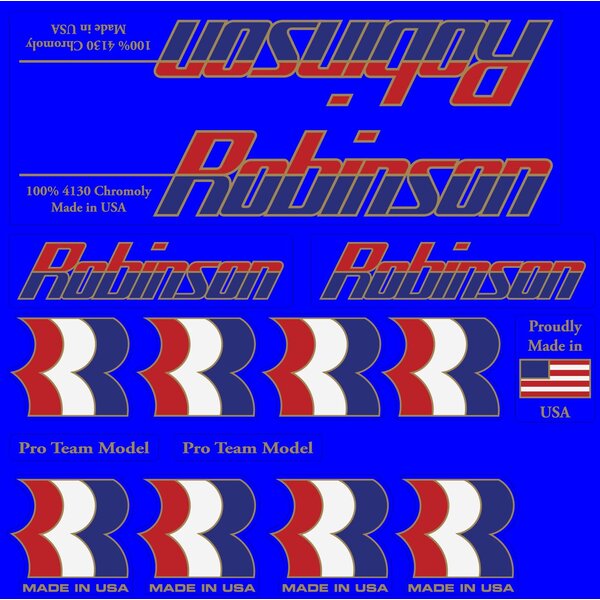 Robinson Robinson BMX decal set 1987-1989 - CLEAR with GOLD outline (for painted frames)
