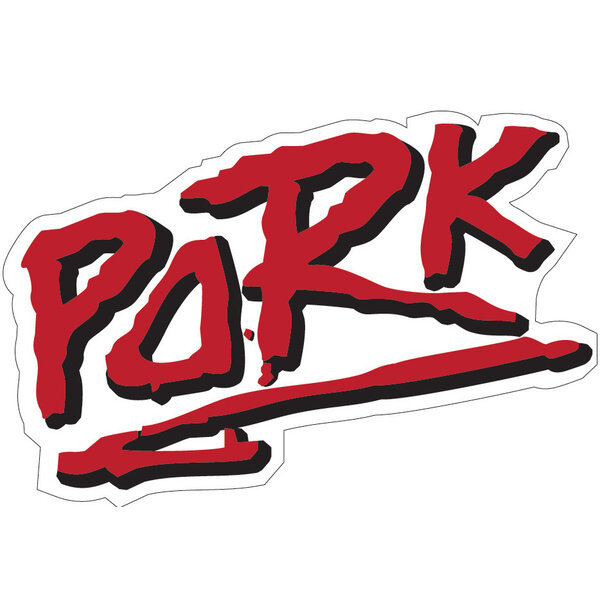 Porkchop BMX Porkchop BMX "PORK (The Movie)" decal sticker 3 1/4" x 2 1/8" on WHITE