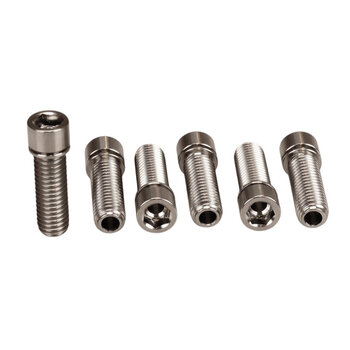 Porkchop BMX TITANIUM BMX Bicycle Stem HOLLOW Cap Bolt Set M8 X 1.25 X 24mm (10mm head) (Set of 6) SILVER