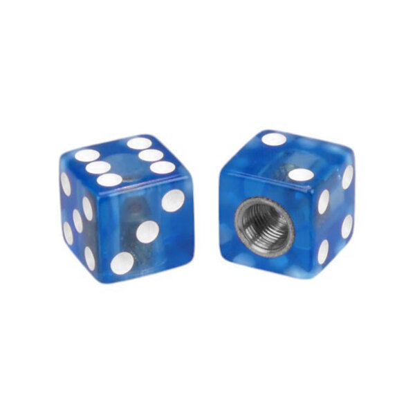 Trik Topz Dice Bicycle Schrader Valve Caps (pair) - CLEAR BLUE