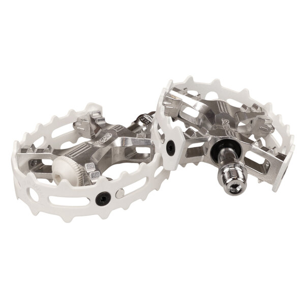 MKS MKS XC-III bear trap cage bicycle pedals 9/16" SILVER body / WHITE cage