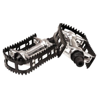 MKS MKS reissued BM-10 "FOOTJAW" BMX bicycle pedals - 9/16" - SILVER body / BLACK cage