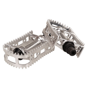 MKS MKS reissued BM-10 "FOOTJAW" BMX bicycle pedals - 9/16" - SILVER body / SILVER cage