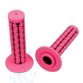 A'ME AME Dual old school BMX Duals bicycle grips - FLUORESCENT PINK over BLACK