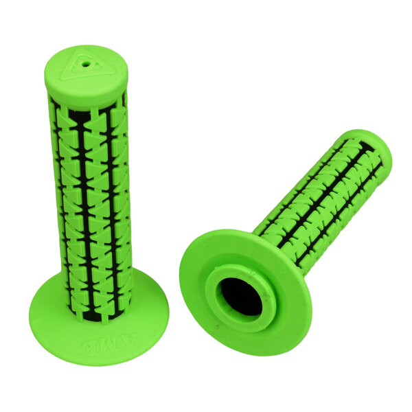 A'ME AME Dual old school BMX Duals bicycle grips - FLUORESCENT GREEN over BLACK