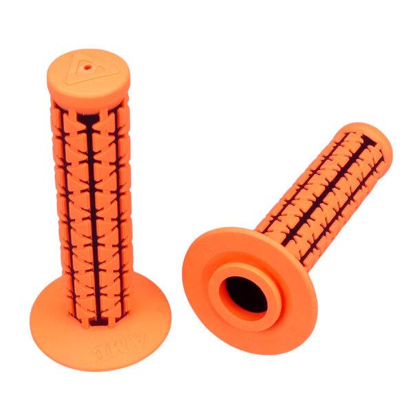 A'ME AME Dual old school BMX Duals bicycle grips - FLUORESCENT ORANGE over BLACK
