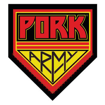 Porkchop BMX Porkchop BMX "Pork Army" decal - 3 1/4" x 3 1/2" - RED/BLACK/YELLOW