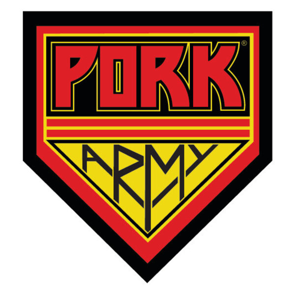 Porkchop BMX Porkchop BMX "Pork Army" decal - 3 1/4" x 3 1/2" - RED/BLACK/YELLOW