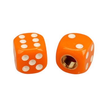 Porkchop BMX Porkchop Dice Bicycle Tire Valve Cap (pair) ORANGE w/ WHITE PIPS