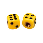 Porkchop BMX Porkchop Bicycle Dice Valve Caps (pair) - YELLOW with BLACK PIPS