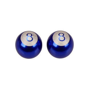 Porkchop BMX Porkchop BMX Bicycle Valve Caps (pair) - 8 BALL - CHROME COBALT BLUE