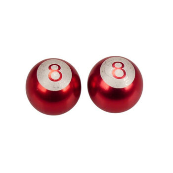 Porkchop BMX Porkchop BMX Bicycle Tire Schrader Valve Caps (pair) - 8 BALL - CHROME RED