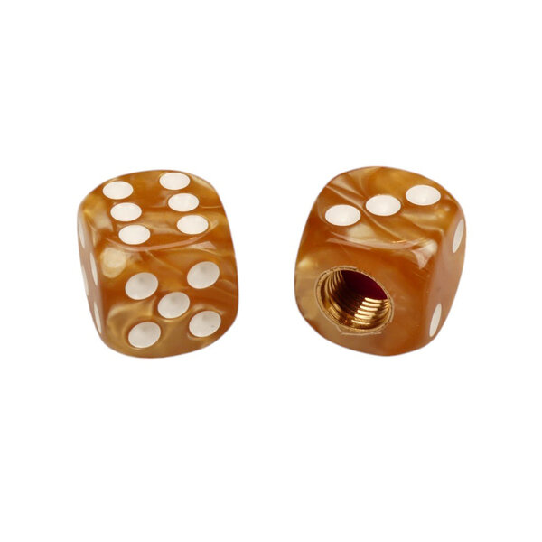 Porkchop BMX Porkchop Dice Bicycle Tire Valve Caps (pair) GOLD BROWN SWIRL w/ WHITE PIPS