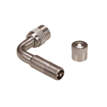 Porkchop BMX Schrader valve 90 degree adapter for mag wheels (CHROME PLATED BRASS)