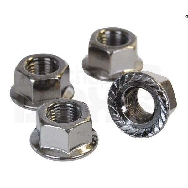 Porkchop BMX Flanged BMX bicycle axle nut  3/8" X 24T - SET OF 4 - SILVER