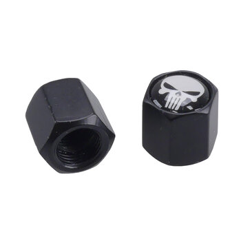 Trik Topz Bicycle Valve Caps (pair) - PUNISHER SKULL - BLACK