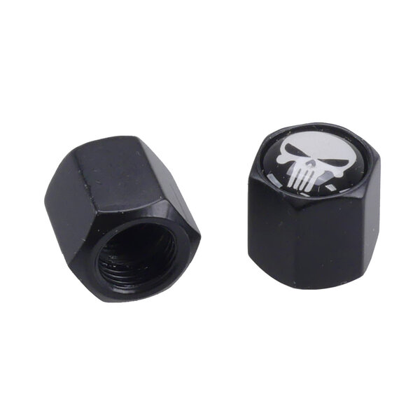 Trik Topz Bicycle Valve Caps (pair) - PUNISHER SKULL - BLACK