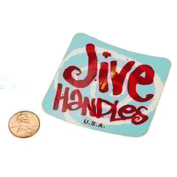 Neal Enterprises Jive Handles sticker decal (2 3/4" square) - AQUA & RED - NOS!