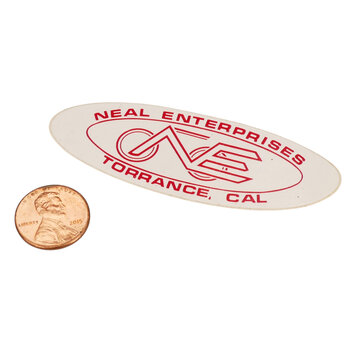 Neal Enterprises Neal Enterprises sticker decal (3 1/16" X 1 1/16" OVAL) - RED - NOS!