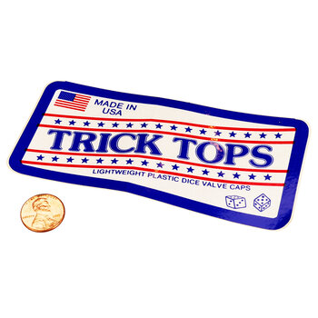 Trick Tops (before it was Trik Topz) sticker decal (5" X 2 3/8") - RED & BLUE - NOS!