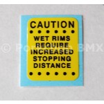 Schwinn Early Schwinn BMX "Wet Rims" warning decal (Taiwan made bikes)