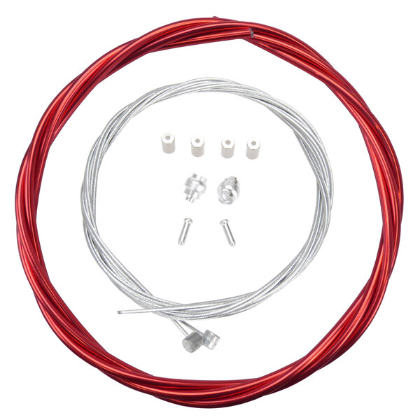 Porkchop BMX Premium Bicycle Brake Cable Kit for BMX/MTB - SHINY CHROME RED