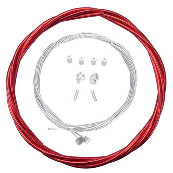 Porkchop BMX Basic Bicycle Brake Cable Kit for BMX/MTB - SHINY CHROME RED