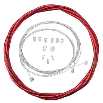 Porkchop BMX ACS Rotor Freestyle Bicycle Brake Cable Kit for BMX/MTB - SHINY CHROME RED