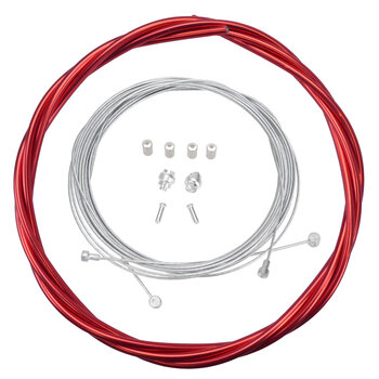 Porkchop BMX Bicycle Brake Cable Kit for Drop Bar Road - SHINY CHROME RED