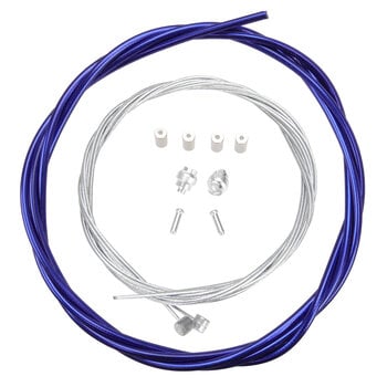 Porkchop BMX Premium Bicycle Brake Cable Kit for BMX/MTB - SHINY CHROME COBALT BLUE