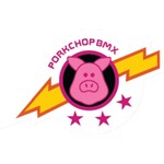 Porkchop BMX Porkchop BMX "PIGS IN SPACE" decal sticker 4 1/4" x 2 3/4" on WHITE