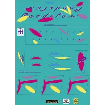 Schwinn Schwinn 1987 Predator Free Form old school BMX bicycle decal set  for TEAL paint (officially licensed)