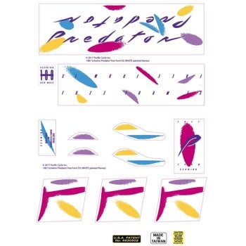 Schwinn Schwinn 1987 Predator Free Form EX old school BMX bicycle decal set  for WHITE paint (officially licensed)