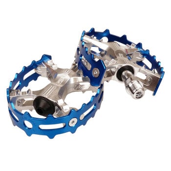 MKS MKS XC-III bear trap cage bicycle pedals 9/16" SILVER body / BLUE cage