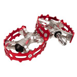MKS MKS XC-III bear trap cage bicycle pedals 9/16" SILVER body / RED cage