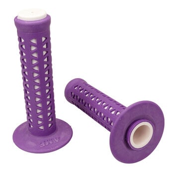 A'ME AME old school BMX Unitron bicycle grips - MAGENTA PURPLE over WHITE