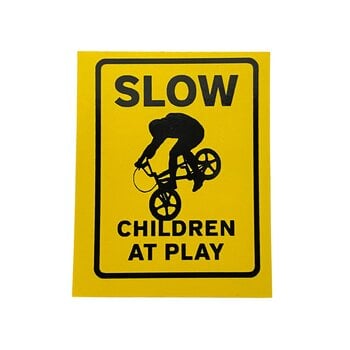 Stay Rad "SLOW CHILDREN" decal - 2 1/8"x 2 3/4" - BLACK/YELLOW